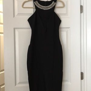 Zara black crystal midi dress NWT